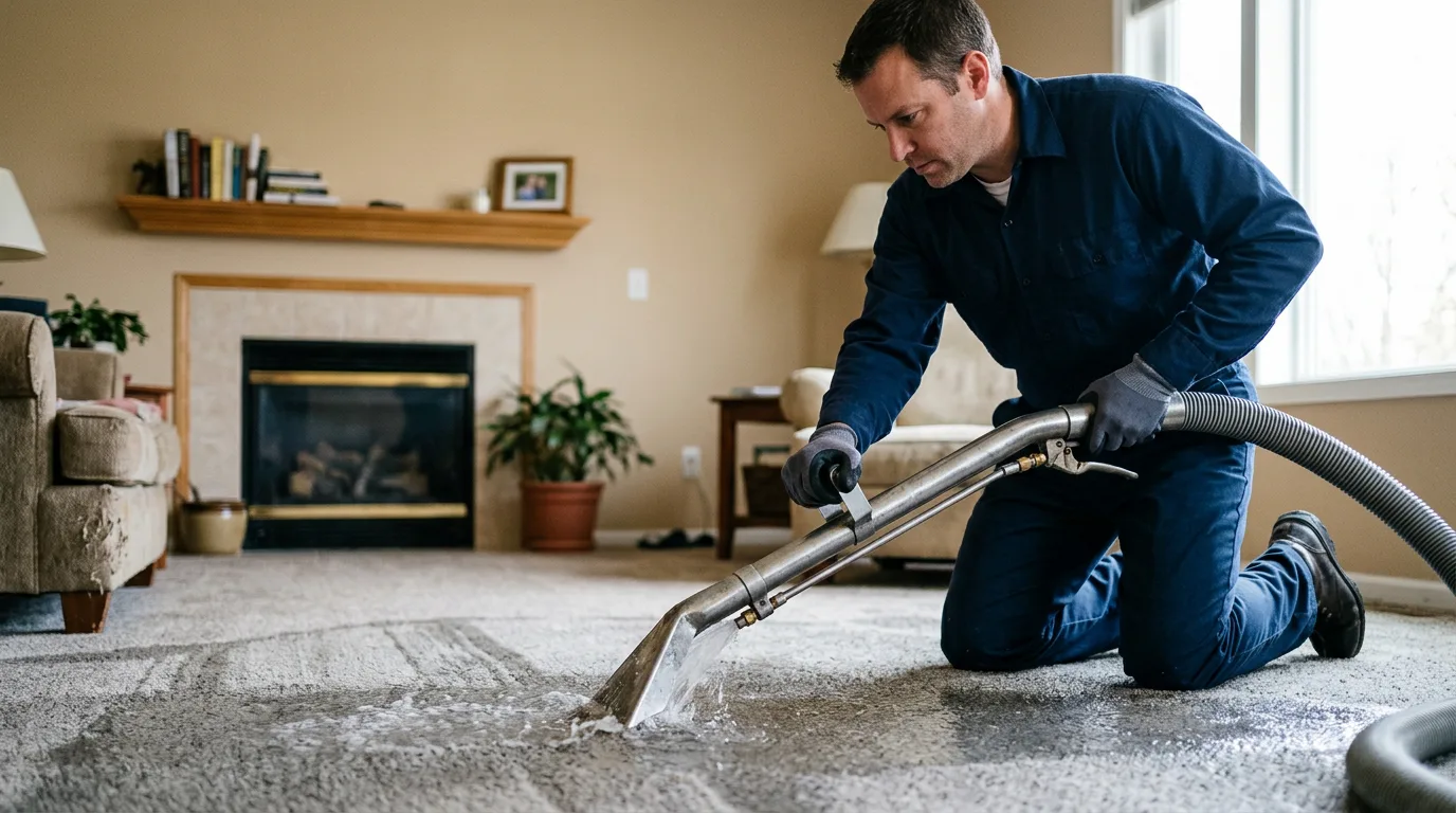 Water damage restoration technician working near Oakhurst, OK